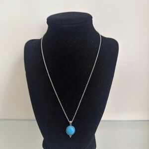 Elegant Silver Necklace with Turquoise Pendant - Newly